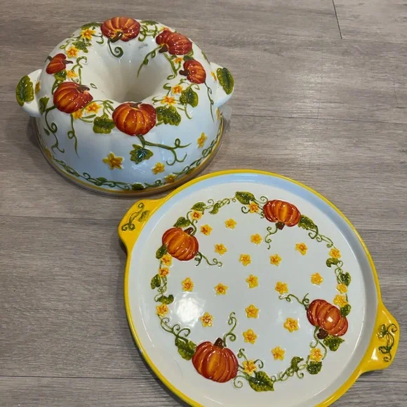 Temptations Tara Thanksgiving Fall Old World Pumpkin Patch Bundt Cake Pan Lid - Picture 3 of 10
